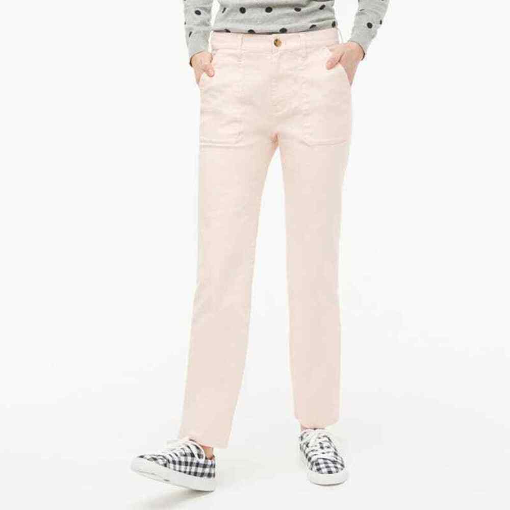 J. Crew 10" Highest Rise Utility Straight Pant in Stretch Canvas Size 24 Pink